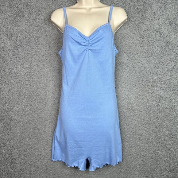 Skims Pointelle Logo  One Piece Romper Shorts Bodysuit Iris Blue SIZE 3X NWT - Picture 2 of 15